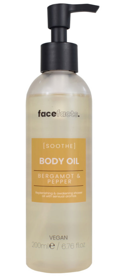Face Facts Soothe Bergamot & Pepper Body Oil